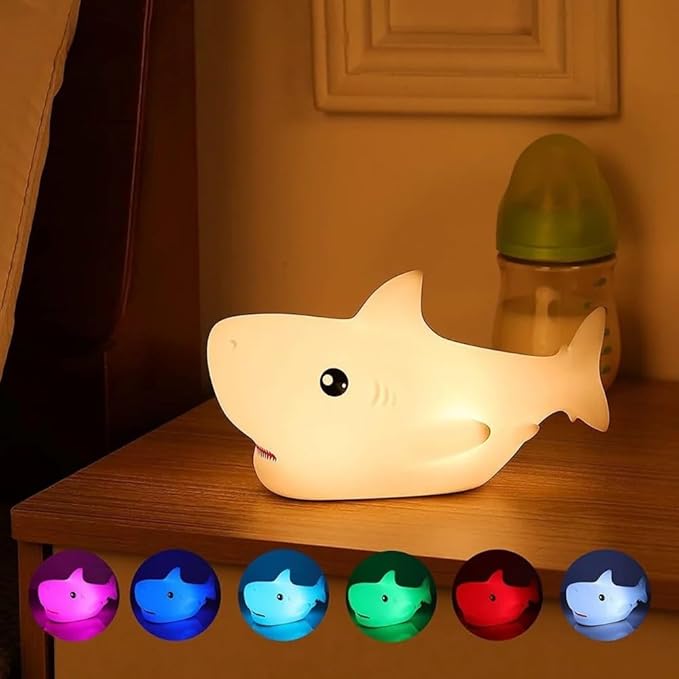 Shark Silicone Night Lamp – Cute Rechargeable Silicone LED Night Light