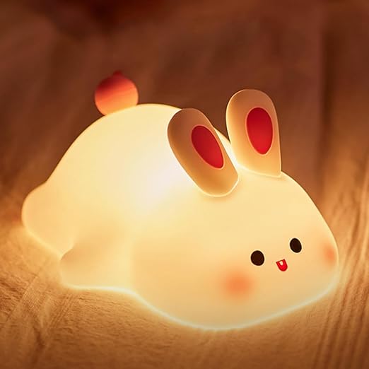 TOYTONIC Silicone Rabbit Night Lamp – Cute Rechargeable Bedside Glow 🌈